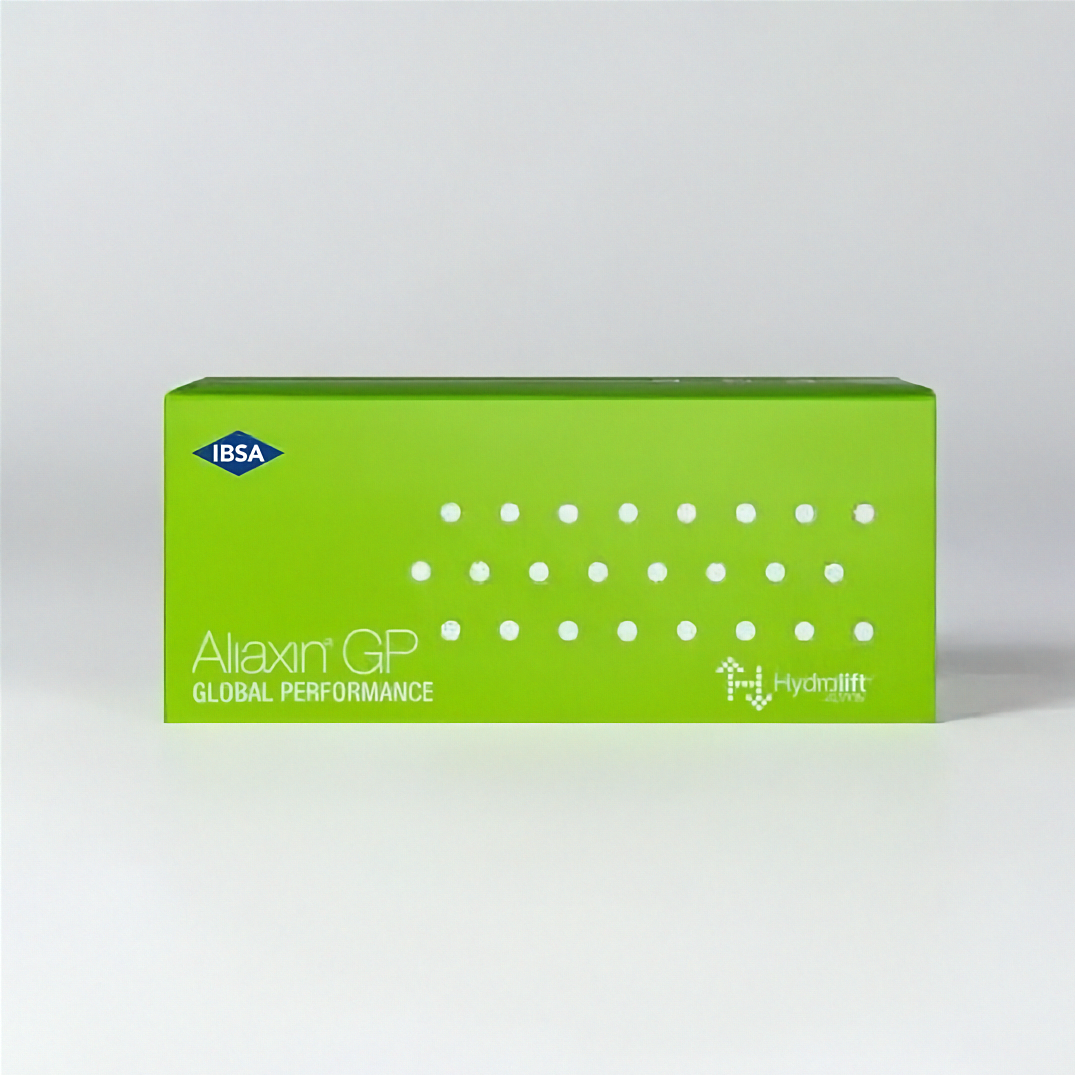 Aliaxin GP Dermalfiller in 2 x 1ml Flaschen, glatter und volumengebende Hyaluronsäure für ästhetische Behandlungen.