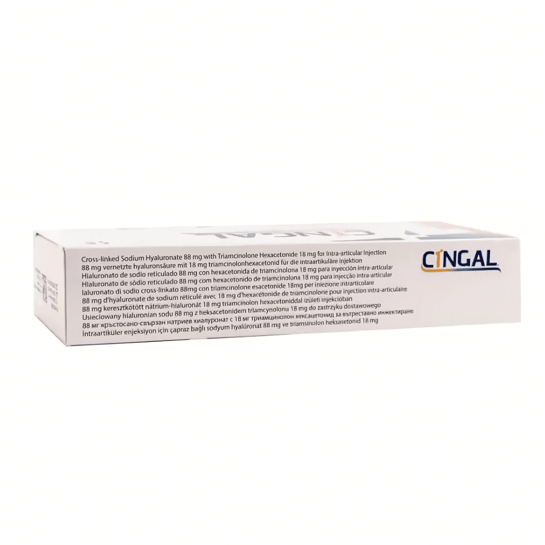 Cingal 4ml Gelenkspritze von Plasmaconcept AG, zur Behandlung von Gelenkschmerzen, mit sichtbarer Verpackung und Applikator