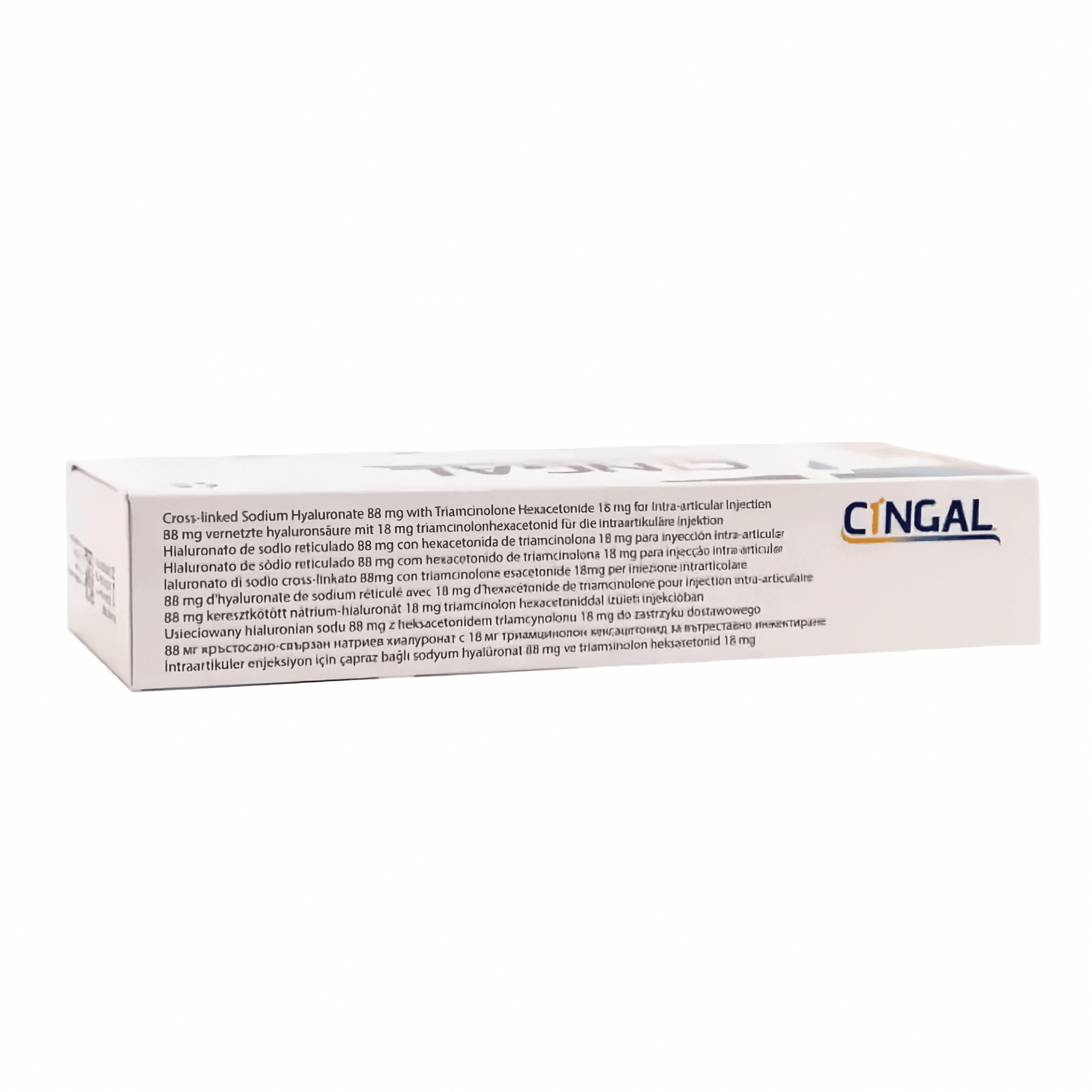 Gelenkspritze Cingal 4ml von Plasmaconcept AG, medizinische Injektion für Gelenkbehandlung, sichtbarer Applikator und Verpackung