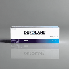 Gelenkspritze Durolane mit 60mg/3ml, hergestellt von Bioventus Coöperatief U.A., für Gelenkschmerzen und Arthrose.