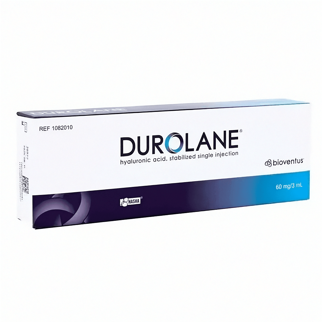 Injektionsflasche Durolane 60mg/3ml Gelenkspritze von Bioventus Coöperatief U.A. für Gelenkbehandlung, klare Flüssigkeit in Spritze