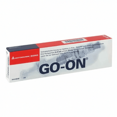 Viatris Go-On Gelenkspritze mit 25mg/2,5ml für schmerzende Gelenke, in Spritze verpackt, sichtbarer Inhalt