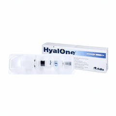 HyalOne 60mg/4ml Gelenkspritzen von Fidia Pharma GmbH, klare Injektionsflasche mit Beschriftung, medizinisches Produkt