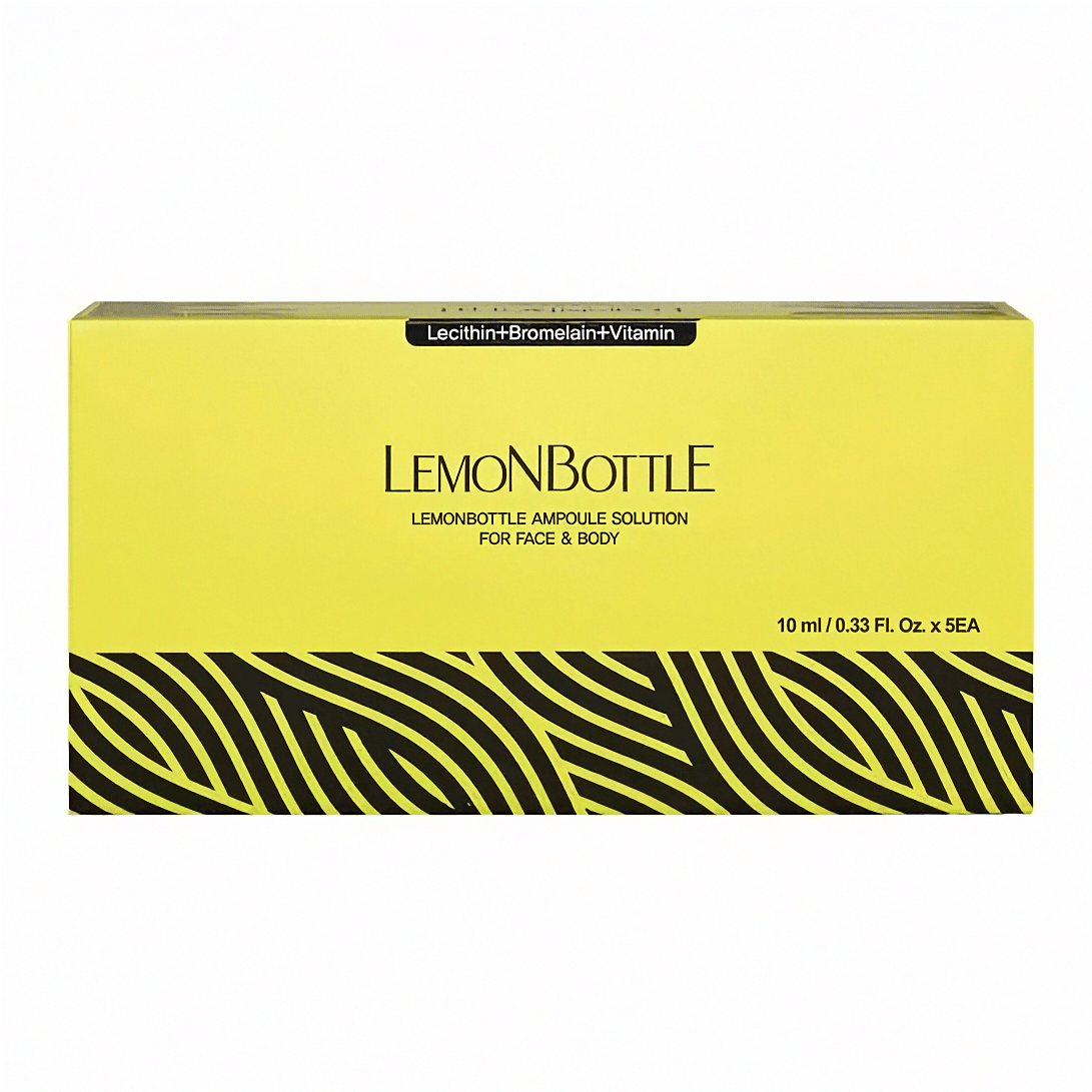 Lemon Bottle von SID MEDICOS, 5x10ml, Lipolyse- und Fettreduktionslösung in einer transparenten Flasche mit Zitronenmotiv