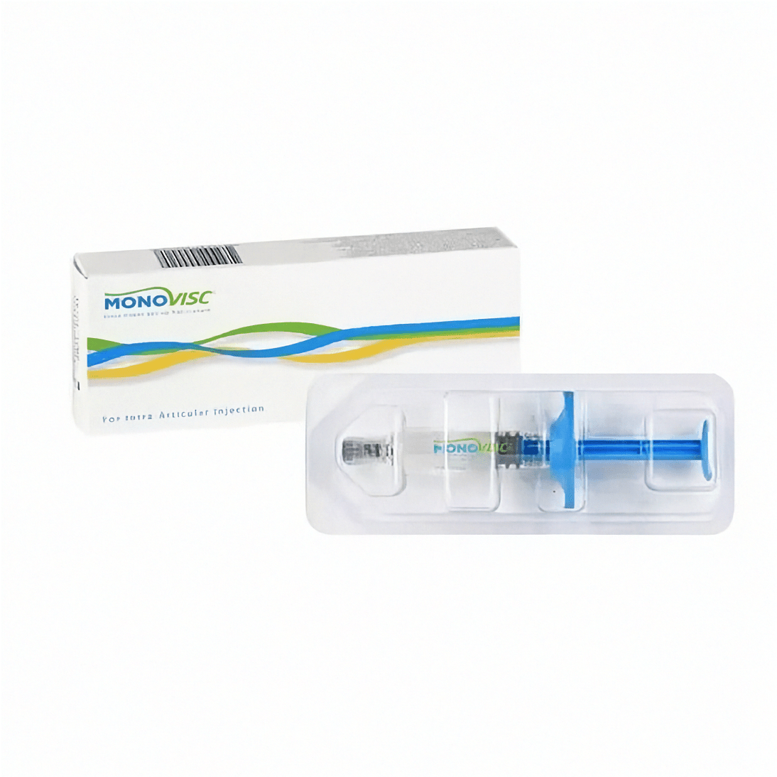 Gelenkspritze Monovisc 88mg/4ml von Plasmaconcept AG, klare Lösung in Spritze für Arthrosebehandlung