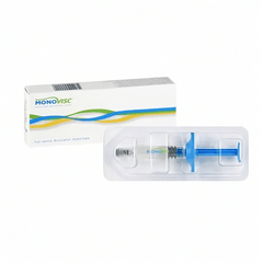 Gelenkspritze Monovisc 88mg/4ml von Plasmaconcept AG, klare Lösung in Spritze für Arthrosebehandlung