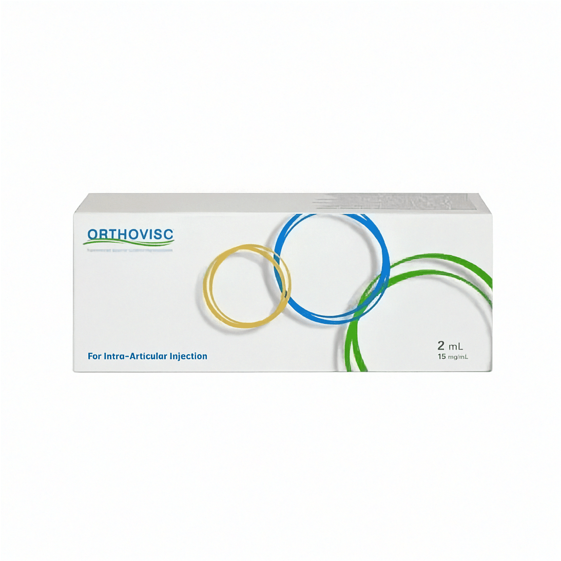 Orthovisc Gelenkspritze mit 30 mg/2 ml von Plasmaconcept AG, injiziert in das Kniegelenk zur Gelenkschmierung.