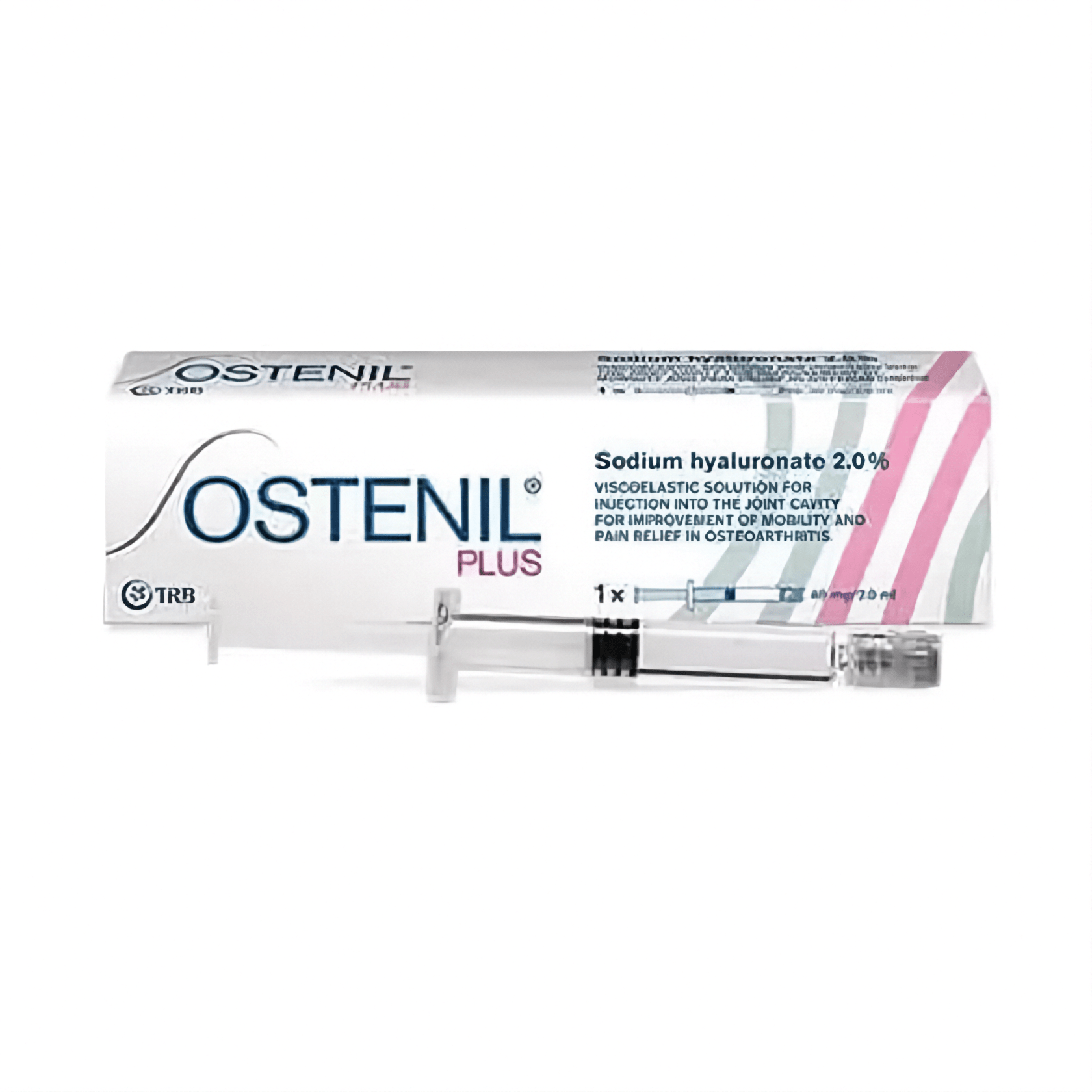 Gelenkspritze Ostenil Plus mit 40 mg/2 ml, injizierte Hyaluronsäure zur Gelenkbehandlung, von TRB Chemedica AG